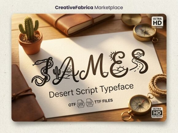 James: A Narrative Desert Script Typeface for Web Design